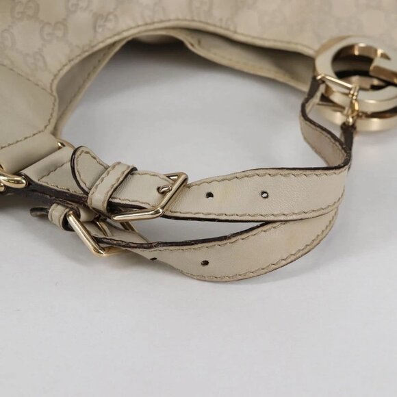 GUCCI GG Canvas Guccissima Shoulder Bag Leather Gold White 203504 Auth 137866 - Picture 8 of 16